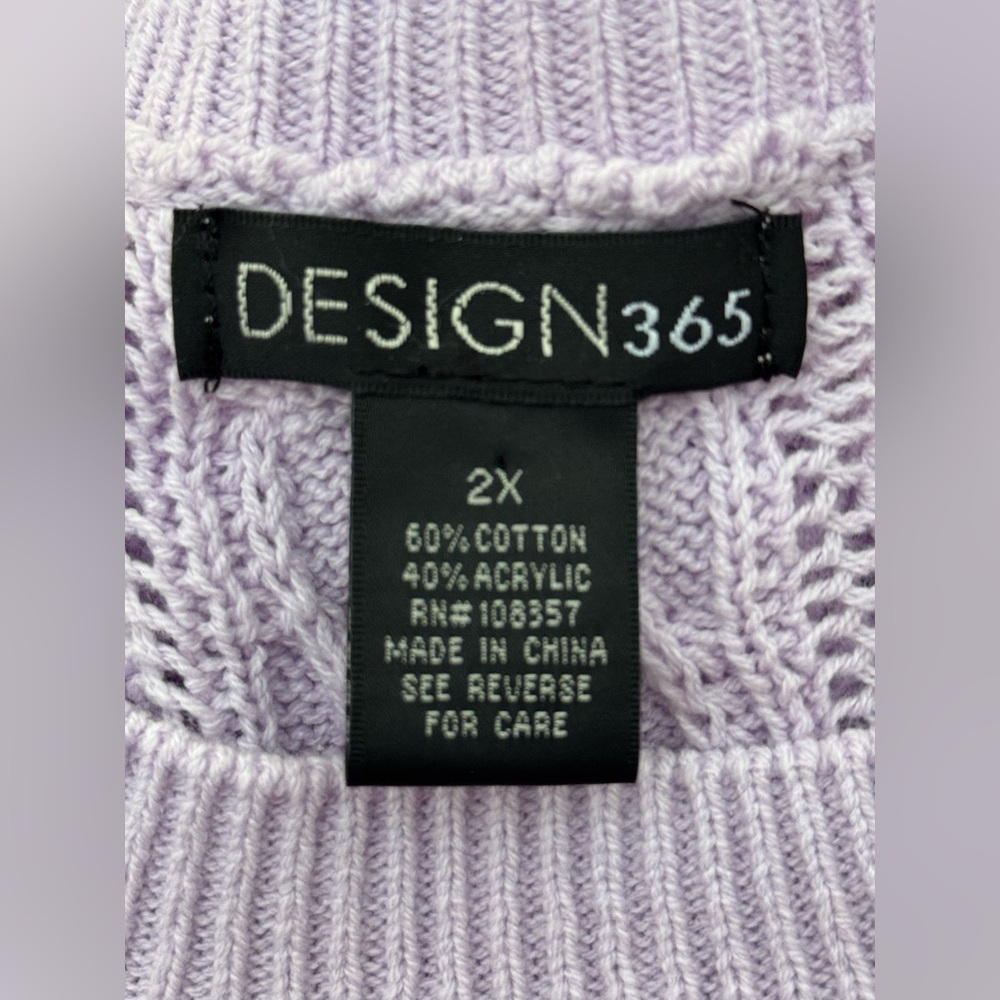 Design 365 Lilac purple Cable Knit Women's Sweater 3/4 sleeves 2X - Picture 6 of 6